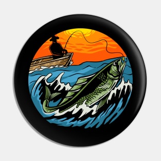 sunset fishing Pin