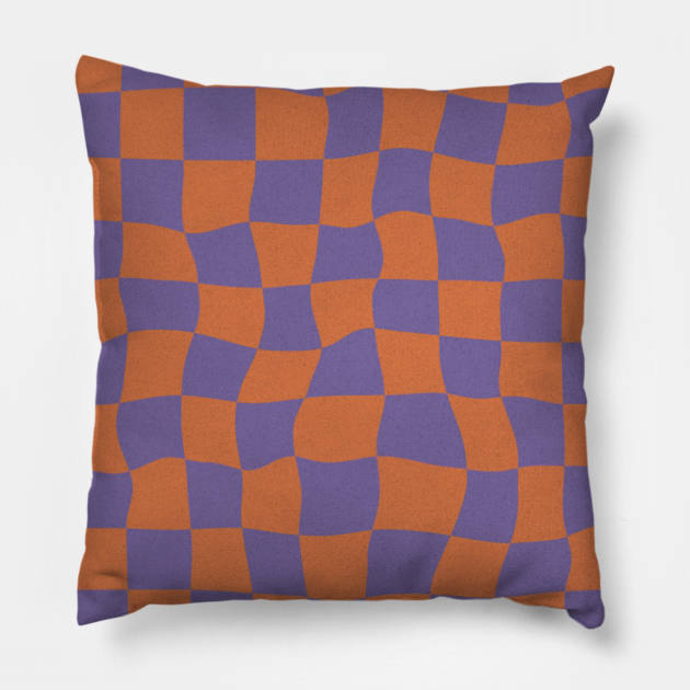 Groovy Waves and Squares - Red and Purple Pillow by sezinun