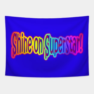 Shine on Superstar Neon Retro Rainbow Colors Tapestry