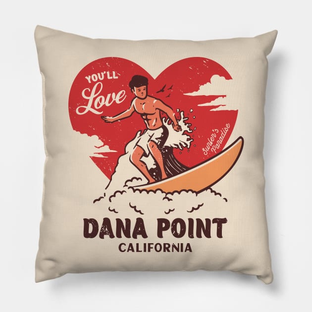 Vintage Surfing You'll Love Dana Point, California // Retro Surfer's Paradise Pillow by Now Boarding