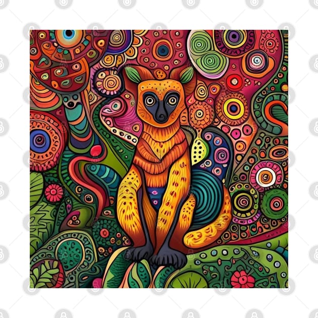 Henry the Psychedelic and Colorful Lemur by Davey's Designs