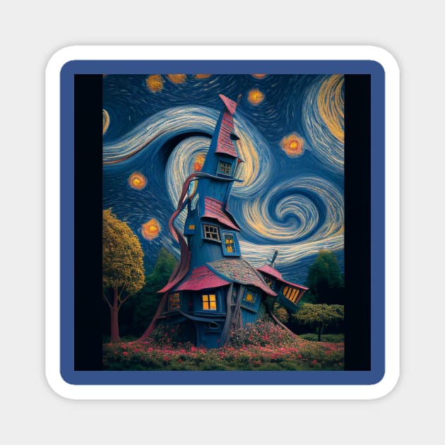 Starry Night Over The Burrow Magnet by Grassroots Green