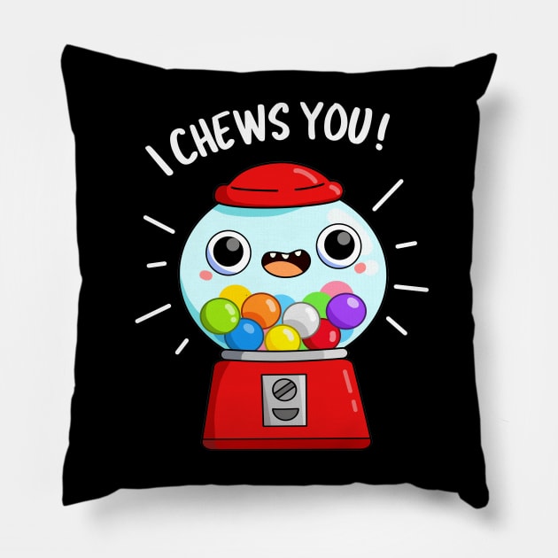 I Chews You Cute Candy Pun Pillow by punnybone