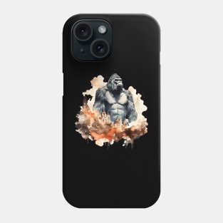 Black gorilla in the city- watercolor Phone Case