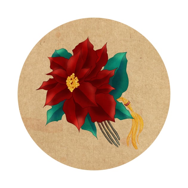 Minhwa: Poinsettia Hair Deco A Type by koreanfolkpaint