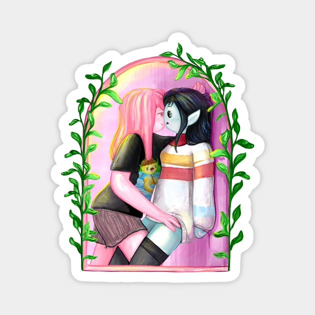 'Through the window' Bubbline, Adventure Time fan art Magnet by art official sweetener