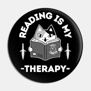 Reading Is My Therapy.Cat Reading Pin