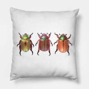 3 Christmas Beetles Digital Painting Pillow