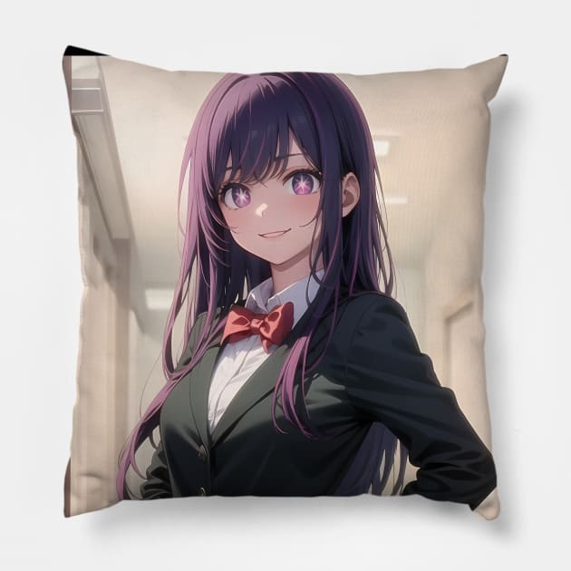 Oshi No Ko In A Black Suit Pillow by yevomoine