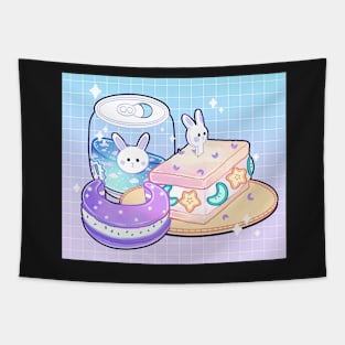 Moon Bunny Snacks Tapestry