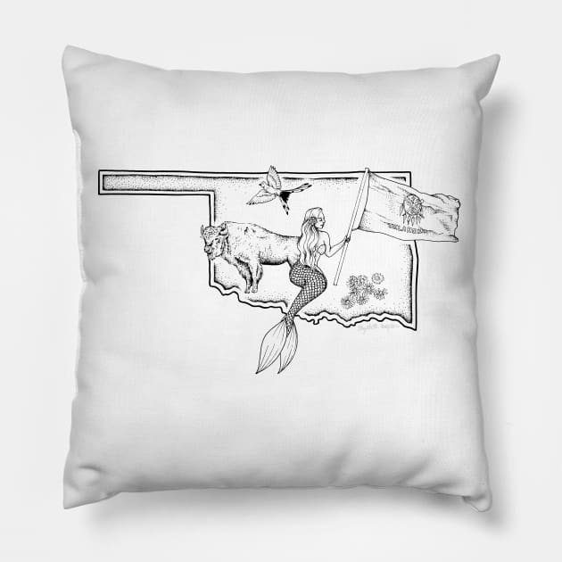 Oklahoma Mermaid Pillow by Elizabeth Weglein Art