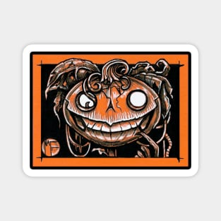 Smiling Jack O Lantern Man - Black Outlined Version Magnet