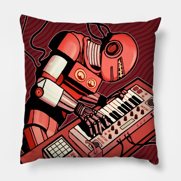 Synth Robot Musician playing the Synthesizer Pillow by Mewzeek_T