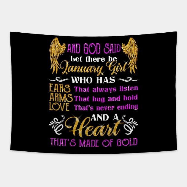 Awesome January Girl T shirt Gift Birthday Tapestry by Elliottda