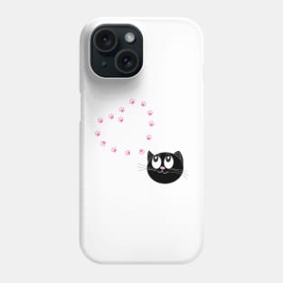 Cute black cat with hearts Phone Case