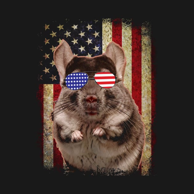 American Flag Chinchilla Cuddles, Stylish Tee for Pet Admirers by Gamma-Mage