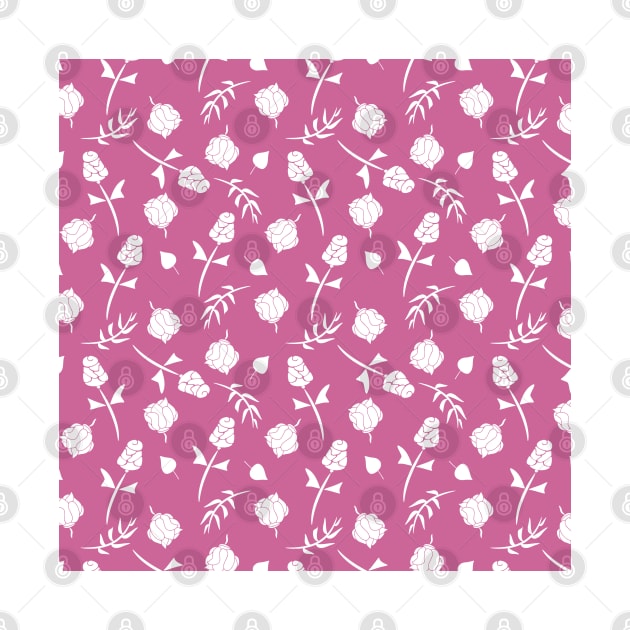 Pretty Pink and White Roses Floral Pattern by FabulouslyFestive