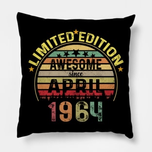 Born in April 1964 60 Years Old 60th Birthday Pillow