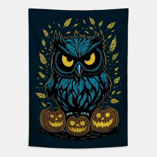 Halloween Owl Tapestry by TMBTM