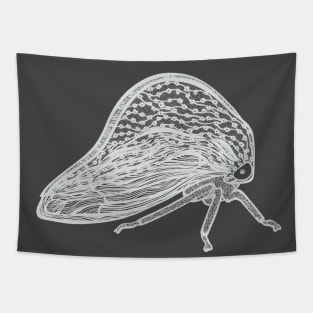 Treehopper Ink Art - cool insect bug design - on dark grey Tapestry