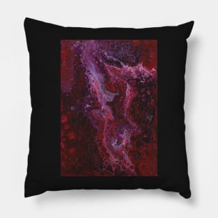 Deep dark red purple paint pour Pillow