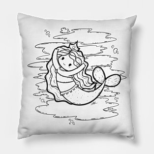 Cute Mermaid Illustration Pillow