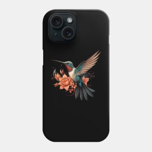 Colorful Hummingbird & Flower Illustration Phone Case