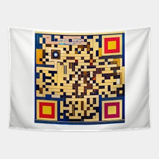 RickRoll QR Code Abstract Painting Tapestry