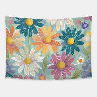 Simple Retro Daisies Tapestry