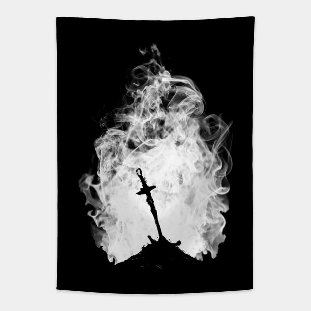Dark Flame (White Version) Tapestry by Manoss