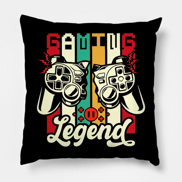 Gaming Legend Retro Gamer and Video Gamer Design Pillow by We Print On Gifts