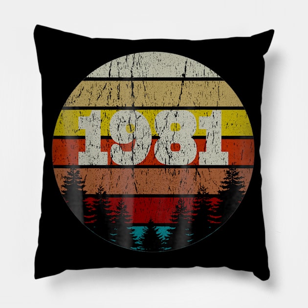 39th Birthday Gift Women Men Classic Retro Vintage 1981 Pillow by bummersempre66