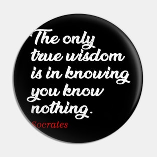 The only true wisdom is in knowing you know nothing - socrates Pin