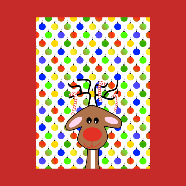 RED Nose Festive Holiday Reindeer - Cute Reindeer Art by SartorisArt1