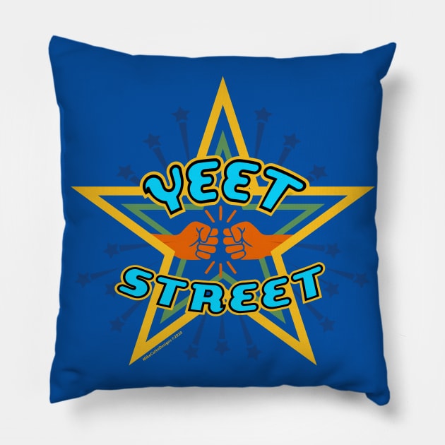 Yeet Street Star Yellow Arch Pillow by MikeCottoArt