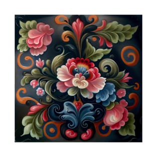 Norwegian Rosemaling-Oil On Canvas #9 T-Shirt