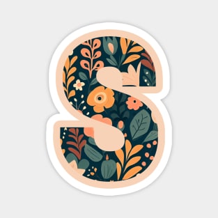 Whimsical Floral Letter S Magnet