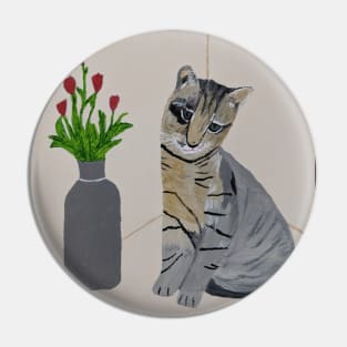 Tabby Cat Print Pin