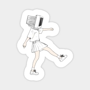 Coder girl computer head Magnet