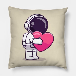 Cute Astronaut Hug Love Heart Cartoon Pillow