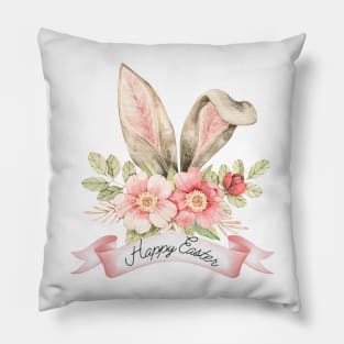 happy easter flowers Pillow