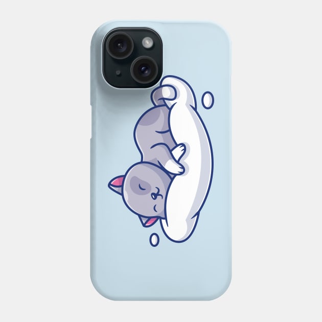 Cute Cat Sleeping On The Cloud Phone Case by Catalyst Labs