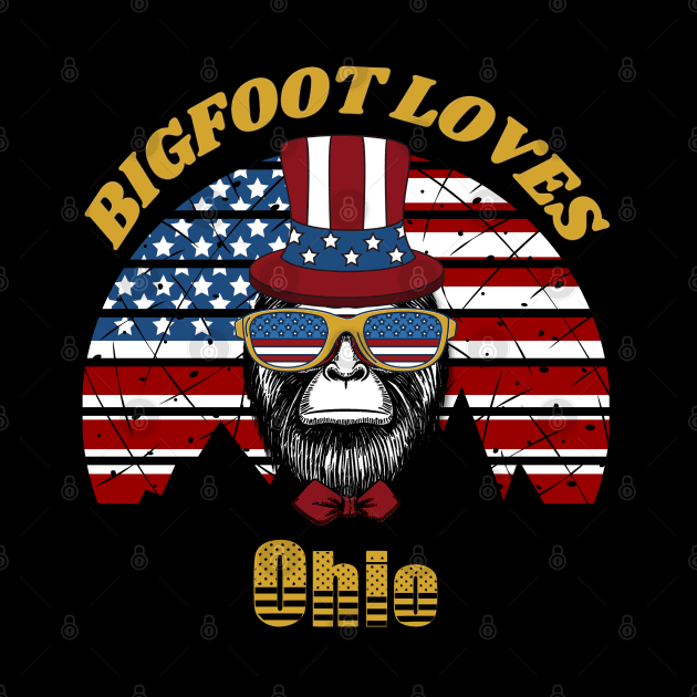 Bigfoot loves America and Ohio by Scovel Design Shop