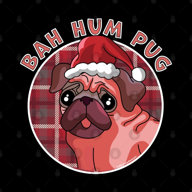 Bah Humbug Funny Christmas Bah Hum Pug Dog by OrangeMonkeyArt