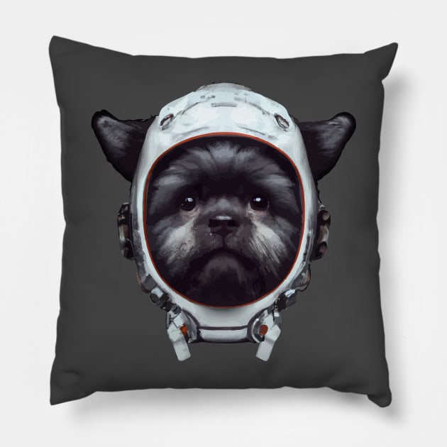 Cute Affenpinscher Astronaut Dog Sencil Artwork Pillow by Furrban