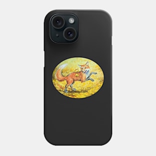 Playful Fox with Yellow Fall Leaves Phone Case