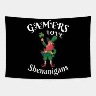 Video Gamers Love Shenanigans Funny St Patrick's Day Tapestry