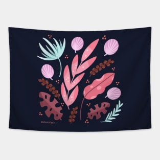 Tropical flower and leaves Tapestry