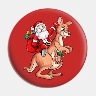 Santa Riding Kangaroo Australian Christmas Pin