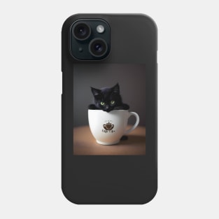 Adorable Black Cat Illustration- Modern Digital Art Phone Case